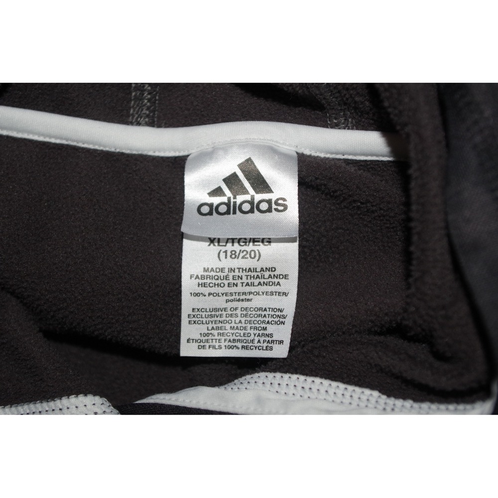 Adidas Boys XL Hoodie Black Tonal All Over Logo Print Fleece Sweatshirt - Picture 6 of 6